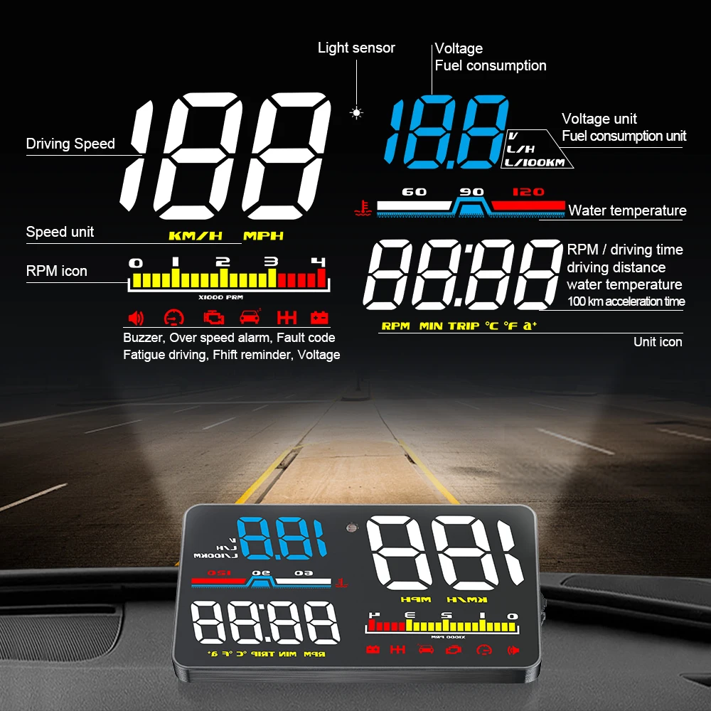 D5000 Digital OBD2 Car Windshi - Anemometer Wind Speed avaliação e preço
