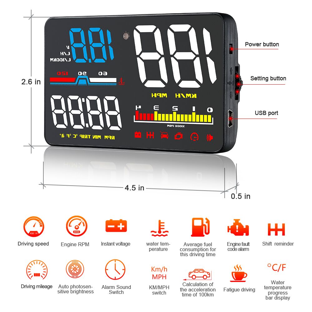 D5000 Digital OBD2 Car Windshi - Anemometer Wind Speed avaliação e preço