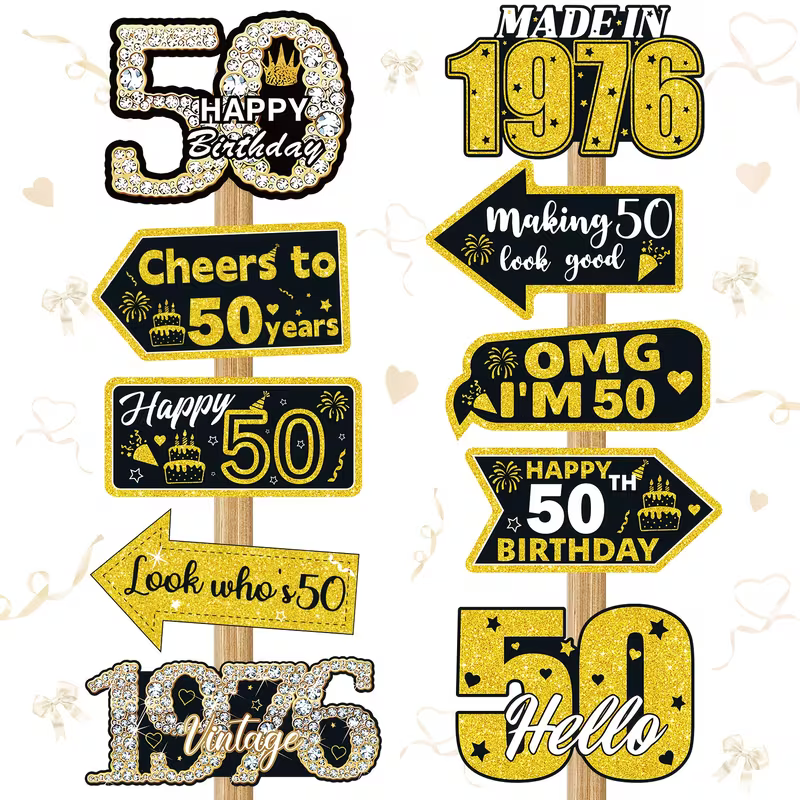 50th Birthday Yard Signs Black - Science Of Happiness avaliação e preço