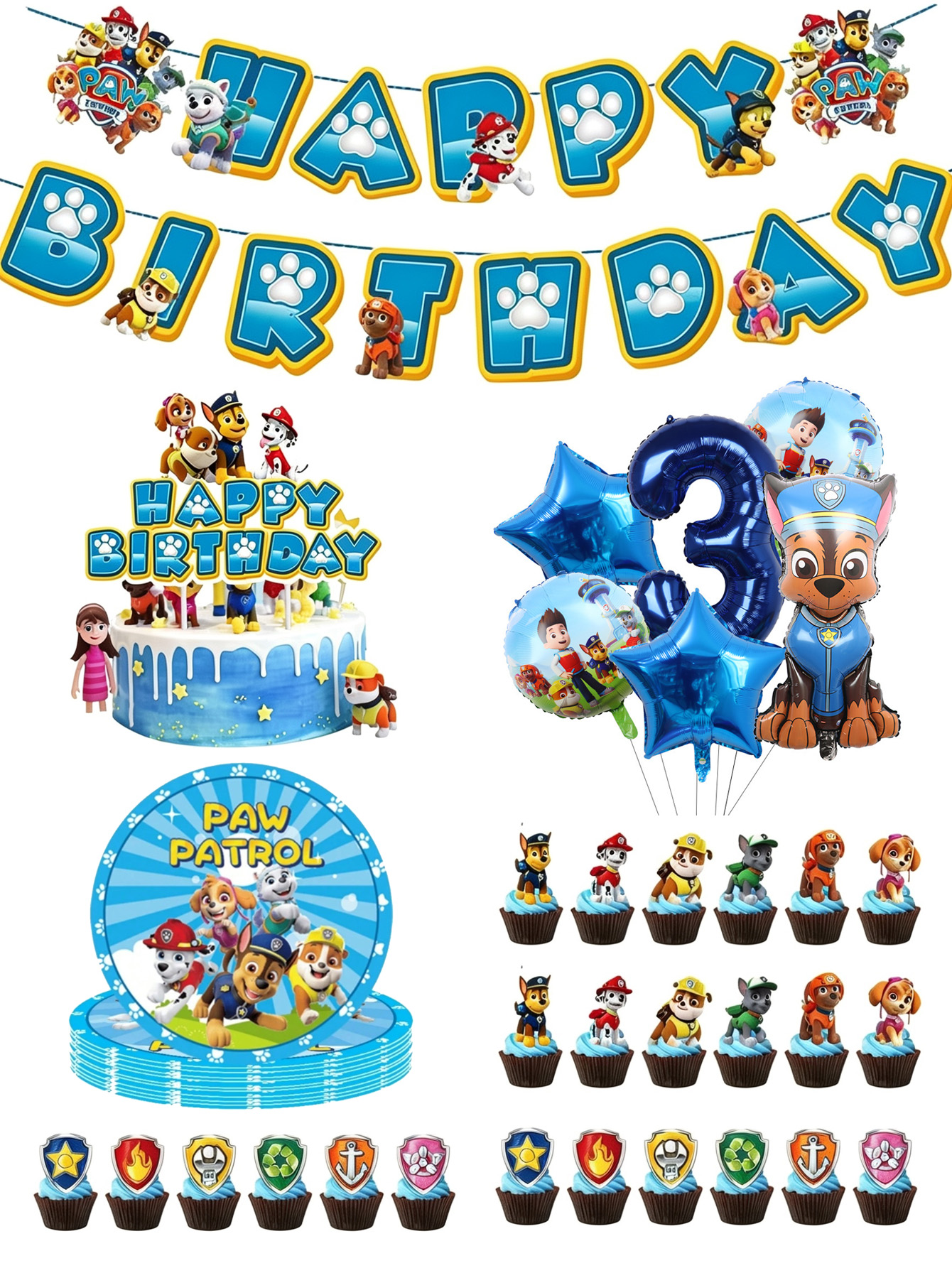 Paw Patrol Birthday Party Deco - Science Of Happiness avaliação e preço