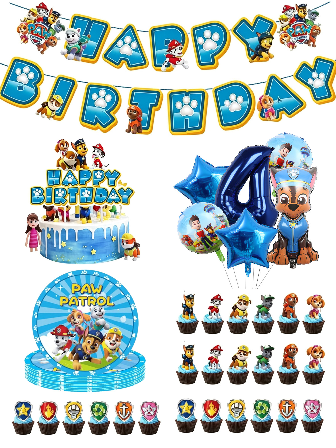 Paw Patrol Birthday Party Deco - Science Of Happiness avaliação e preço